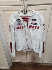 Vintage WHITE ICON AUTOMAG MOTO Leather Motorcycle Jacket – Large VERY NICE  picture