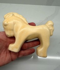 Vtg McCoy Pottery Yellow Stretch Horse Planter Leslie Cope MCM 5.5” picture