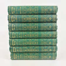 Antique Hans Christian Andersen Works Hurd & Houghton Set Of 7 Green Gilt 1870 picture