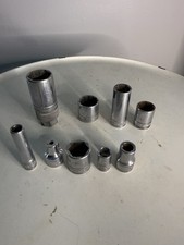 Vintage S-K SK Tools Socket Lot 9pc SAE Metric Deep Shallow T45 Torx USA picture