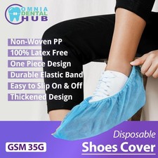 100 PCs (50 Pair) Disposable Shoe Covers by OMNIA ONE | Blue Non-Woven picture