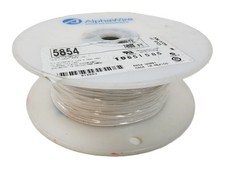 1,000ft AlphaWire 5854 WH001 Hook-Up Wire 24AWG PTFE 200C 19/36 Strand White NEW picture