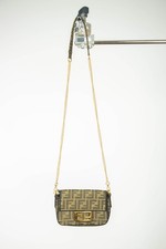Fendi Zucca Monogram Mini Crossbody Brown Shoulder Bag Gold Chain Italy picture