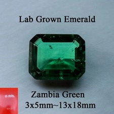 AGL Lab Grown Zambia Emerald Hydrothermal Emerald Hand Cut with Crack Inclusions picture