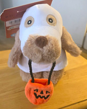 Halloween Plush  Cocker Spaniel  Dog Ghost Costume w/ Jack-o-Lantern Treat Bag, picture