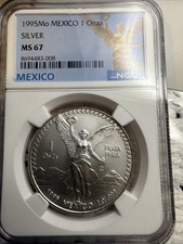 1995 MO Mexico 1 Onza Silver Libertad NGC MS 67 Please See Pics 🔥🔥 picture