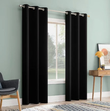 Sun Zero Tedrow 100% Blackout Grommet Black Curtain 2 Panel Pair, 37