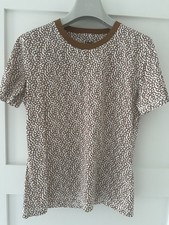 Authentic NWT HERMES LOGO T-SHIRT BROWN WHITE 38 $760 picture