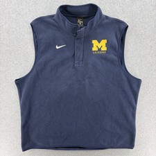 Nike Michigan Wolverines Lacrosse Fleece Vest Men's XL Navy 1/4 Zip Team Issued picture