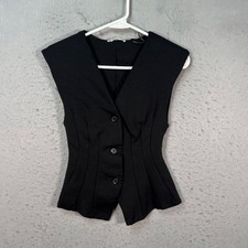Zara Womens Size Small Black Sleeveless Button-Up Fitted Vest Top picture