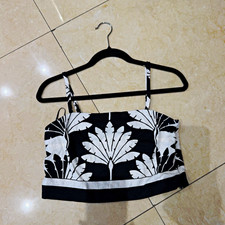 LOFT Women’s 0 Black/White Floral Square Neck Spaghetti Strap Cami Top picture