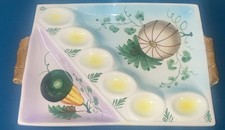 Vintage Hand Painted Deviled Egg and Hors d'oeuvres Tray - Made In Italy picture