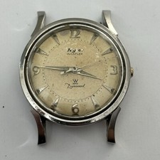 Broken Vintage Wyler Incaflex Stainless Steel Dynawind Hammered 33mm - For Parts picture