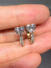 IGI 2.20CT Heart Cut EF/VS Lab Grown Diamond Hoop Drop Earrings 14K Yellow Gold picture