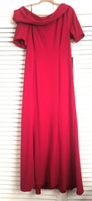  Adrianna Papell Elegant One-Shoulder Red Evening Gown short Sleeve picture
