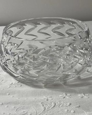Waterford Vintage Crystal Artist signed bowl old English style lettering . picture
