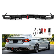 Fits 2018-2022 Honda Accord NEW Rear Bumper Diffuser & Light Glossy Black Trim picture