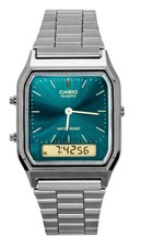 Casio Vintage Green Dial Stainless Steel Quartz Casual AQ-230EGG-3A Unisex Watch picture