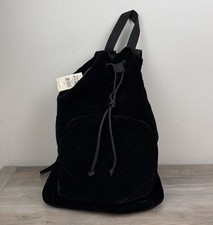 Vtg Banana Republic Backpack Velvet Black Preppy Minimalist 90s Quilted NOS picture