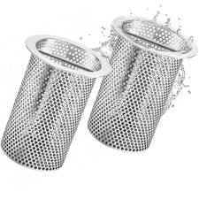 2 Pcs Commercial Floor Drain Strainer Perforated Cylindrical Mesh 316 Stainle... picture