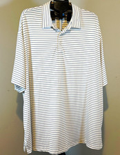 Roundtree & Yorke Performance Polo Men's Big 3X White Blue Striped SS picture