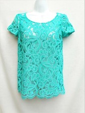 Lilly Pulitzer Top Size XS ? Guipure Lace Teal Blue Short sleeve picture