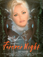 Stacy Valentine REAL hand SIGNED Forever Night adult movie mag pinup ad page COA picture