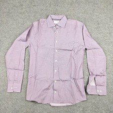 Eton Dress Shirt Mens 15.5/39 Pink Geometric Slim Fit Long Sleeve Spread Collar picture