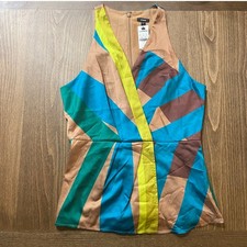 Express Geometric Multicolor Sleeveless Wrap Blouse, Sz S -- NWT picture