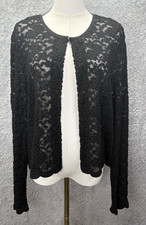 Dressbarn Collection Womens XL Black Floral Lace Cardigan Jacket Whimsigoth USA picture