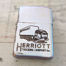 Vintage 1953-1954 Steel Zippo Herriott Trucking Company Advertising Lighter picture
