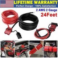 24FT Quick Disconnect Winch Power Cable, 2 AWG 2 Gauge Wiring For Winch Trailer picture