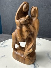 Olive Wood Holy Family Nativity Statue Hand Carved Israel Christmas Sculpture picture