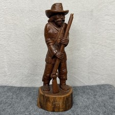 VTG Ballinger Wood Cowboy Frontiersman Statue Sculpture 1981 Signed Carved 17