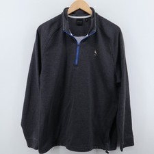 Dunning Golf Pullover Mens Large 1/4 Zip Gray Modern Bird Logo Excellent picture
