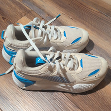 PUMA Teens White/Blue Colorblock Low Top Lace-Up Athletic Sneakers picture