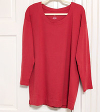 J. Jill Women’s Pink Scoop Neck Supima Cotton Knit Long Sleeve Tunic, M picture