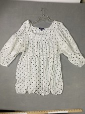 Woman's Roaman's Tunic Blouse Boho white polka back dot picture