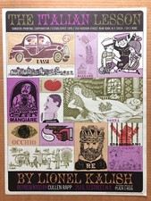 VTG 1968 RARE 'The Italian Lesson' Poster by Lionel Kalish - Kalish Rapp Studios picture