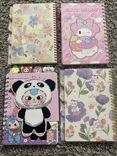 4 Pack Cute Girls Spiral Notebooks – Cats, Melody, Panda – A5 School Journals picture