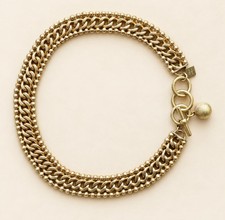 Vintage Anne Klein Signed Gold Tone Multi Strand Curb Chain Bead Necklace 17” picture