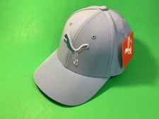 PUMA Stretch Fit Adult  Hat Size S/M Light Blue w/White NEW picture