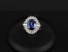 Fine 2.37ct GIA Madagascar Sapphire & 0.54ct Diamond Platinum Ring Size 6.75 picture
