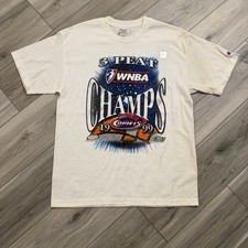 Vtg 1999 Houston Comets 3 Peat Champs Logo T-Shirt Sz L READ picture