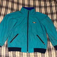 Vintage L.L Bean Synchilla Bomber Jacket Blue Full Zip Collar Pockets Men's L picture