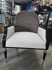 Michael Amini Accent Chair La Francaise Checkered Beige Off-White Black Armchair picture