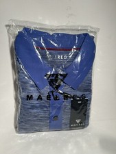 New Maelreg Performance Polo Shirt Mens L Large Blue Golf Button  picture