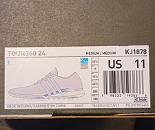 adidas Tour360 24 Waterproof Spiked Golf Shoes White/Blue Men's US 11 KJ1878 picture