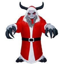 6ft Airblown Krampus Santa Inflatable Decoration LED Lights for Halloween Yard picture