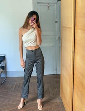 Vintage Shiny Grey Wide Leg Trousers picture